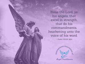 Purple Hue Angels and Psalm 103:20 quote